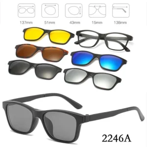 6 In 1 Custom Men Women Polarization Optical Magnetic Sunglasses Magnet Clip on Sunglasses polarizatin Clip on Sun Glasses Frame