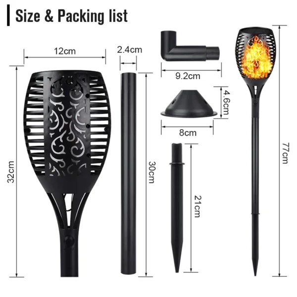Chaud 51LED 96LED flamme solaire torche lumière scintillante étanche jardin décor paysage pelouse lampe solaire lumière LED en plein air – Image 2