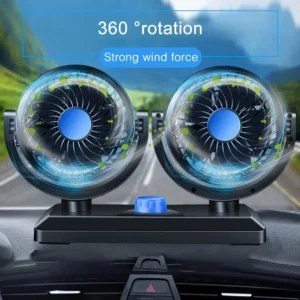 Car Dual Fan Car Interior Accessories 360 Degrees-round Car Cooling Accessories Swing Fan Ventilation Board Summer 12V