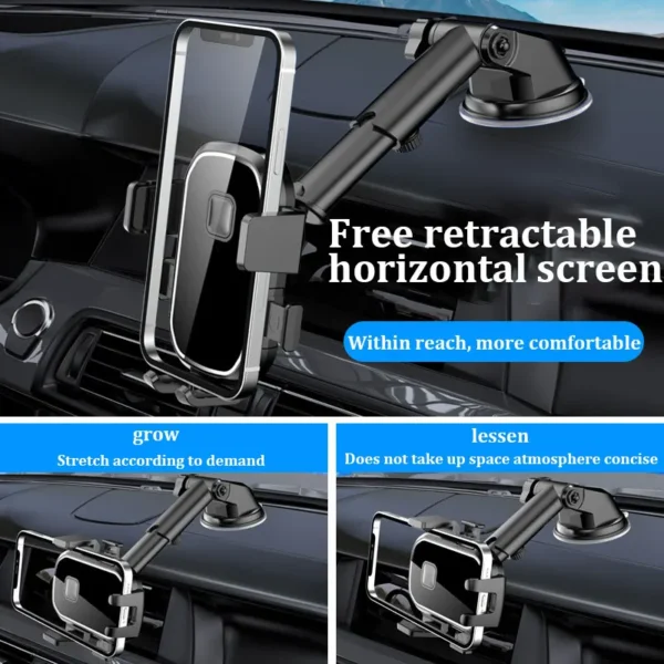 Car navigation holder retractable buckle gravity support center console car windshield multi-functional mobile phone holder – Image 5