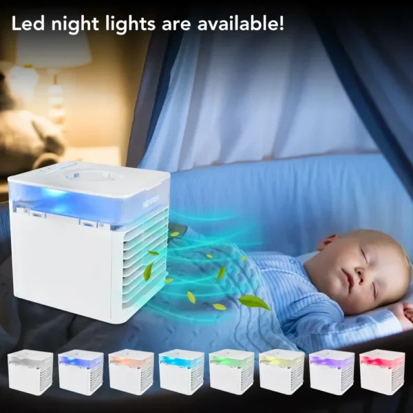 USB Air Cooler Fan Portable Air Conditioning For Room Cooling Humidifier Car Home Mini Air Conditioner With 7 Color Light – Image 5