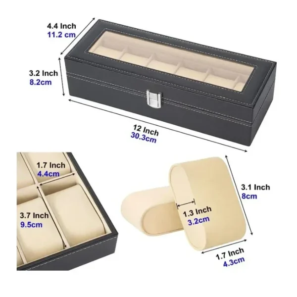 Hot Sale PU Leather Display Storage Collection Organizer watch box Case With Glass Top Slot Men Watch Bracket Display Box Gifts – Image 4