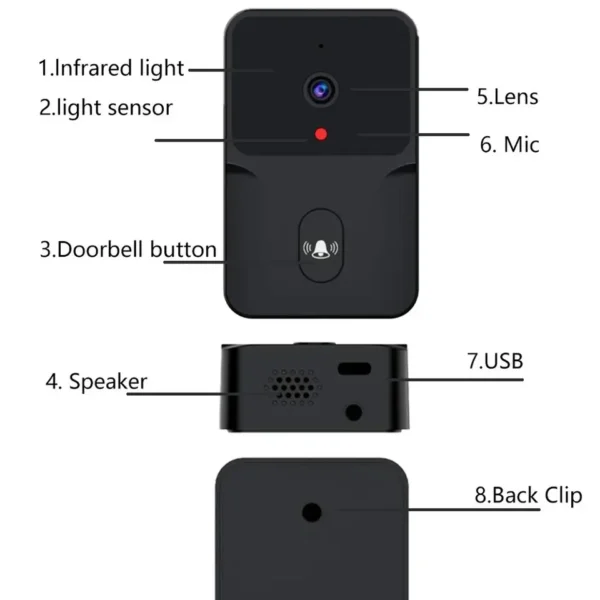 Tuya Smart Video Doorbell WiFi Wireless HD Camerabattery powered camera Security Door Bell Wi-Fi Intercom for Home Apartment – Image 5