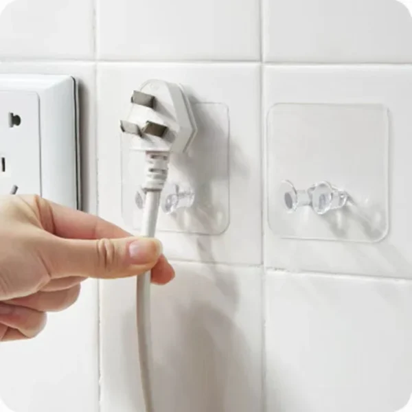 10 PCS Transparent Wall Storage Hook Punch-free Power Plug Socket Holder Kitchen Stealth Hook Wall Adhesive Hanger Wall Hook – Image 3