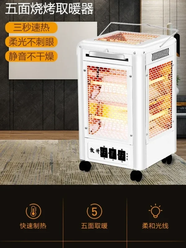 200V Electric Heater with 5 Sides Heating and Thermostat Control for Home and Office Use – Image 3