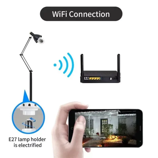 1080P Bulb Surveillance Camera 360° WiFi Anti-theft Outdoor Indoor Security Monitor Night Vision Audio Security IP Cam – Image 2