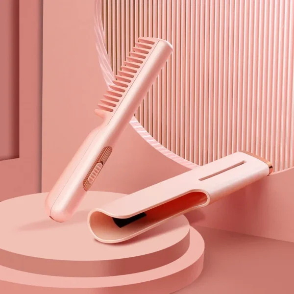 Wireless Hair Straightener Comb USB Charging Multifunctional Stylish Mobile Heat Comb for Curling And Straightening – Image 2