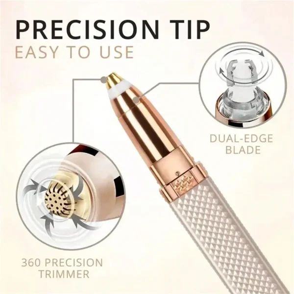 1pc Rechargeable 2-In-1 Eyebrow Razor And Hair Shaver With LED Light - Painlessly Remove Peach Fuzz, Facial Hair, Eyebrows, Lips – Image 4