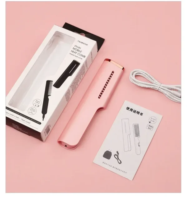 Wireless Hair Straightener Comb USB Charging Multifunctional Stylish Mobile Heat Comb for Curling And Straightening – Image 6
