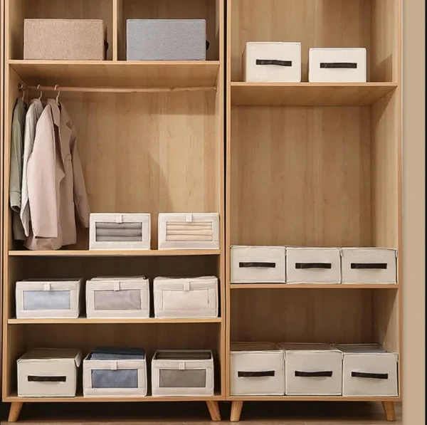 Visible window storage box foldable uncovered Japanese style storage box transparent mesh coat cabinet storage rack – Image 5