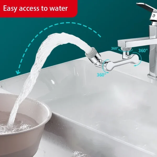 1080° Rotatable Extension Faucet Sprayer Head 2 Spray Modes Universal Bathroom Tap Extend Adapter Aerator – Image 4