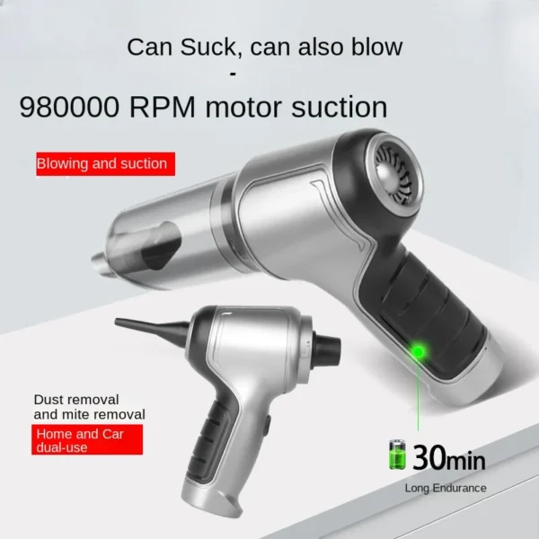 Wireless Car Vacuum Cleaner Cordless Handheld Auto Vacuum Home Car Dual Use Mini Vacuum Cleaner with Built-in Battrery – Image 2