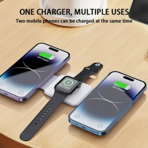 3-IN-1 Magnetic Wireless Charger For iPhone 15 14 13 12 Apple Watch AirPods 15W Fast Charging Dock Station Foldable Stand Charge
