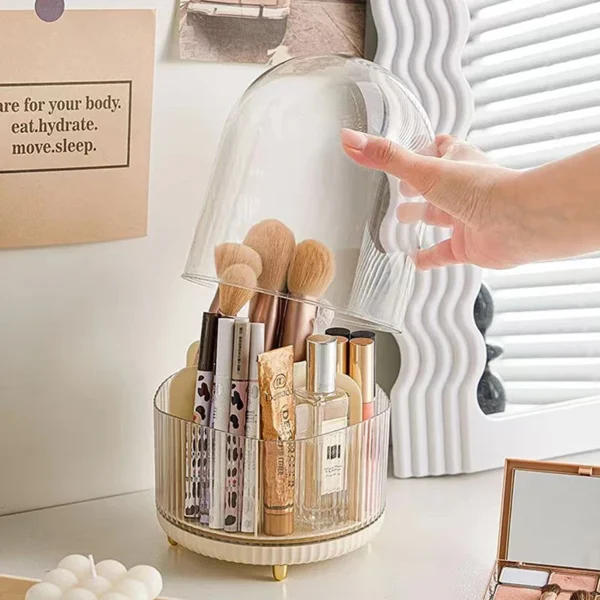 1pc Cosmetics Storage Bucket Grid With Lid Transparent Simple And Light Makeup Brush Lipstick Holder Stationery Storage Box