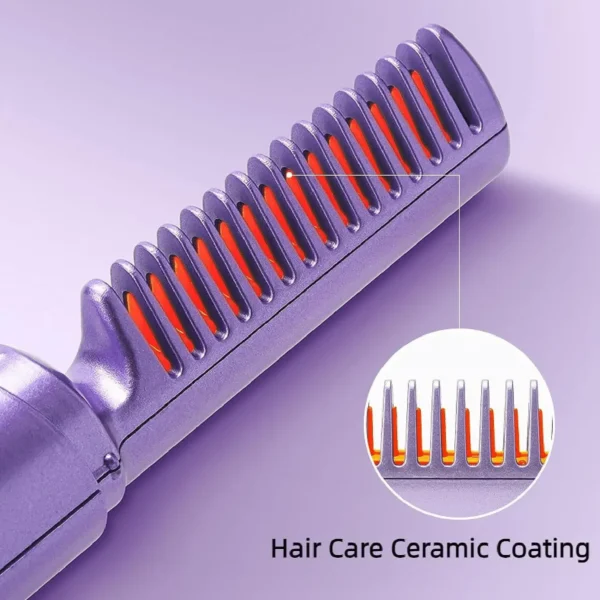 Wireless Hair Hot Comb Portable Mini USB Rechargeable Hair Straightener Fast Heating Hair Straightening Styling Tool – Image 4