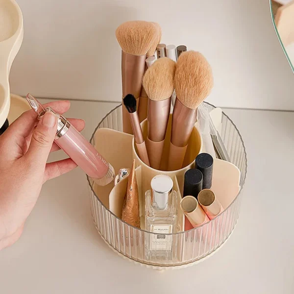 1pc Cosmetics Storage Bucket Grid With Lid Transparent Simple And Light Makeup Brush Lipstick Holder Stationery Storage Box – Image 3