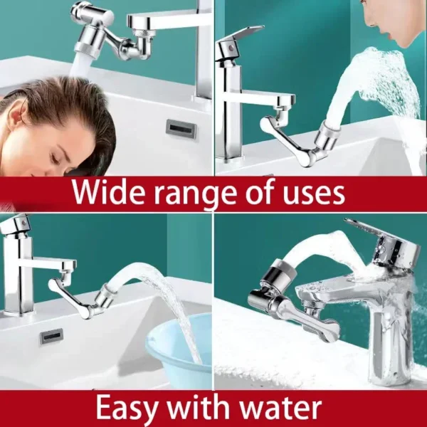 1080° Rotatable Extension Faucet Sprayer Head 2 Spray Modes Universal Bathroom Tap Extend Adapter Aerator – Image 5
