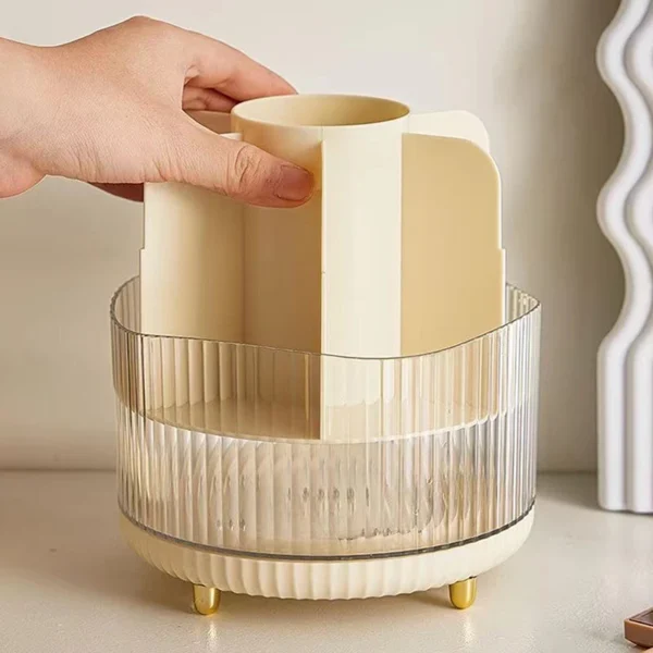 1pc Cosmetics Storage Bucket Grid With Lid Transparent Simple And Light Makeup Brush Lipstick Holder Stationery Storage Box – Image 6