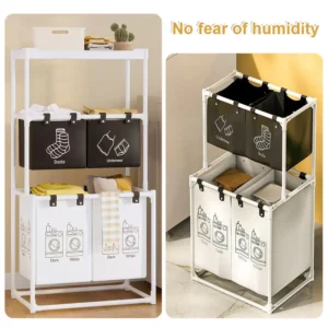 Laundry Sorter Basket Dirty Clothes Hamper 2/3 Layer Laundry Sorter Organizer Large Capacity Clothing Storage Rack for Home Dorm