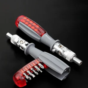 Multifunction Ratchet Screwdriver 180 Degree Inside Hexagon Adjustable Angle Mini Rapid Ratchet Screwdriver 10pcs Bits