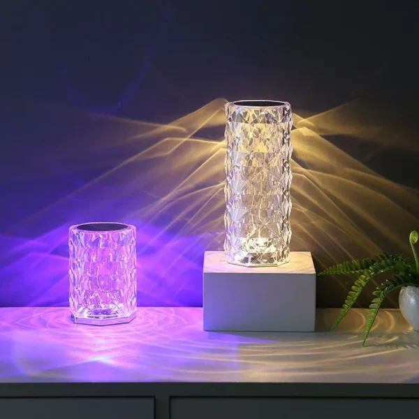 16 Colors Crystal Table Lamp Rechargeable Rose Projector Night Light Diamond Touch Atmosphere Lights – Image 6