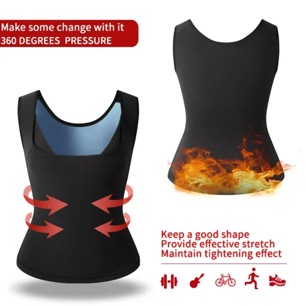 Women Thermo Sweat Vest Men Sauna Tank Top Slimming Belly Compression Waist Trainer Fat Burning Abdomen Workout Shirt Gym Corset – Image 6