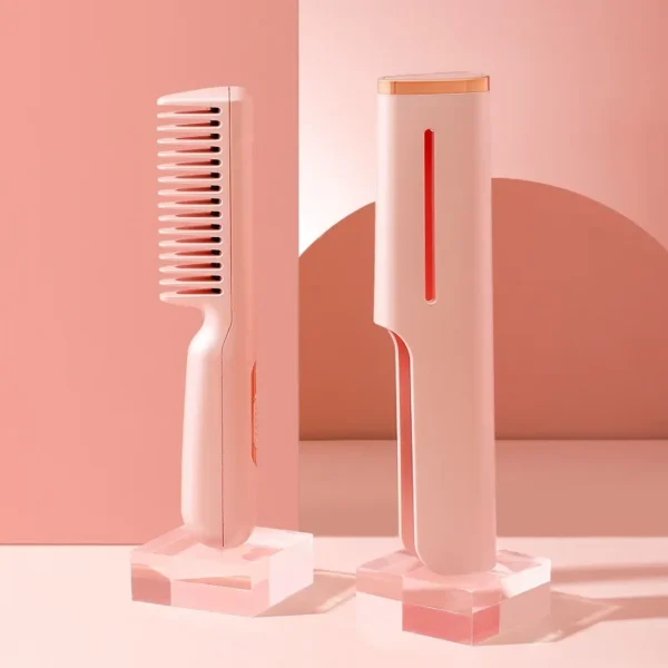Wireless Hair Straightener Comb USB Charging Multifunctional Stylish Mobile Heat Comb for Curling And Straightening – Image 3