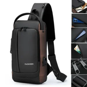 Waterproof Bag Large Capacity Men USB Sports Running Shoulder Crossbody Bags Messenger Chest Travel Pack For Male Multifunction
