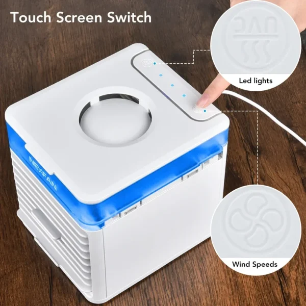 USB Air Cooler Fan Portable Air Conditioning For Room Cooling Humidifier Car Home Mini Air Conditioner With 7 Color Light – Image 4
