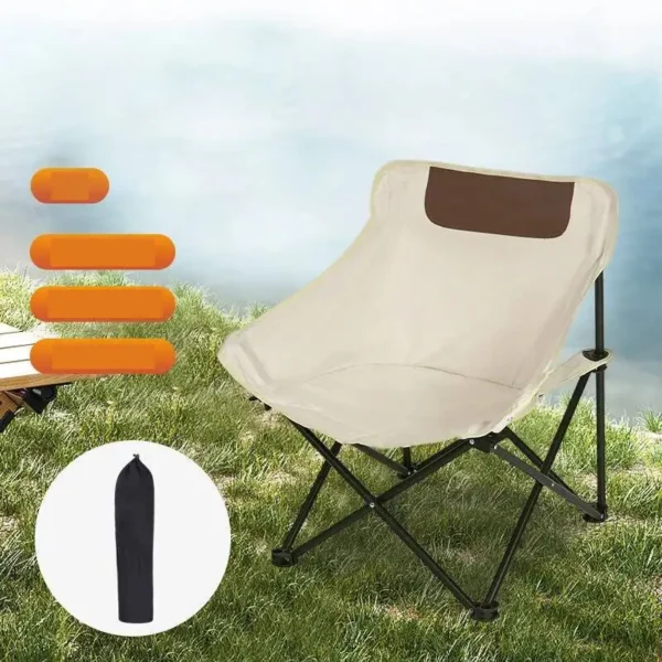 Backrest Stool Lazy Moon Chair Super Heavy-duty Camping Folding Chair Convenient Portable Sillas Plegables Outdoor Furniture – Image 5