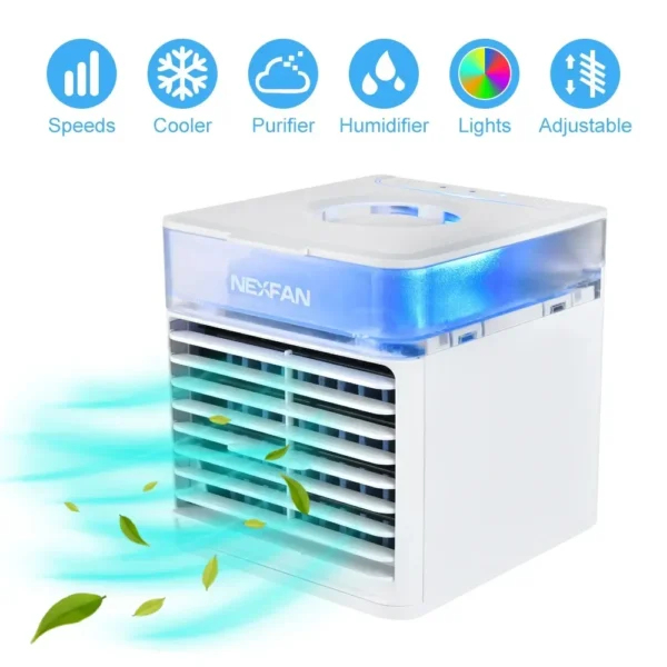 USB Air Cooler Fan Portable Air Conditioning For Room Cooling Humidifier Car Home Mini Air Conditioner With 7 Color Light