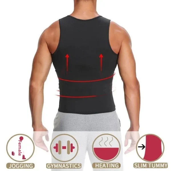 Amazon Fitness Sweatshirt Double Belt Front Zipper Clorocarbons Rubber Waist Tape Abdomen Slimming Rope Vest Men's – Image 3