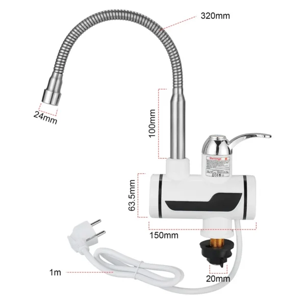 2 Options 3000W Household Electric Hot Water Faucet With Digital Display Under Water With Intelligent Digital Display Home Parts – Image 3