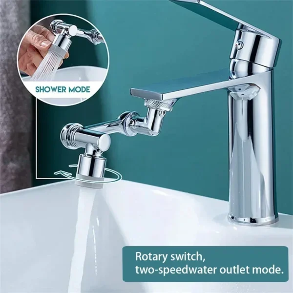 1080° Rotatable Extension Faucet Sprayer Head 2 Spray Modes Universal Bathroom Tap Extend Adapter Aerator – Image 3