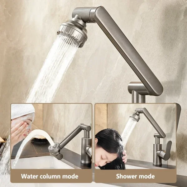 1080° Swivel Bathroom Sink Faucet Mixer Deck Mounted Splash Proof Water Tap Shower Head Aerators Tapware For Bathroom – Image 3
