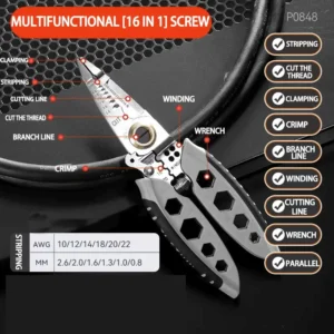 Multifunctional Electrical Clamp 9-in-1 and 16-in-1 Stripper Cutting and Crimping Tools for Cable Repair and Installation