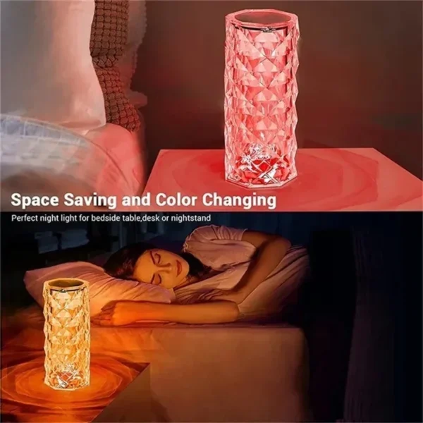 16 Colors Crystal Table Lamp Rechargeable Rose Projector Night Light Diamond Touch Atmosphere Lights – Image 4