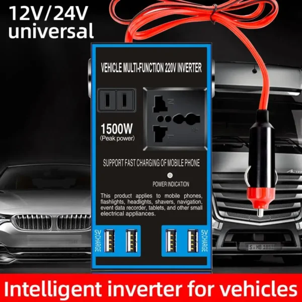 Car Inverter Quick Charging AC Sockets USB Chargers 110V/220V DC Socket Converter Power Cigar Adapter Lighter AC 12V/24V to J4O2 – Image 3