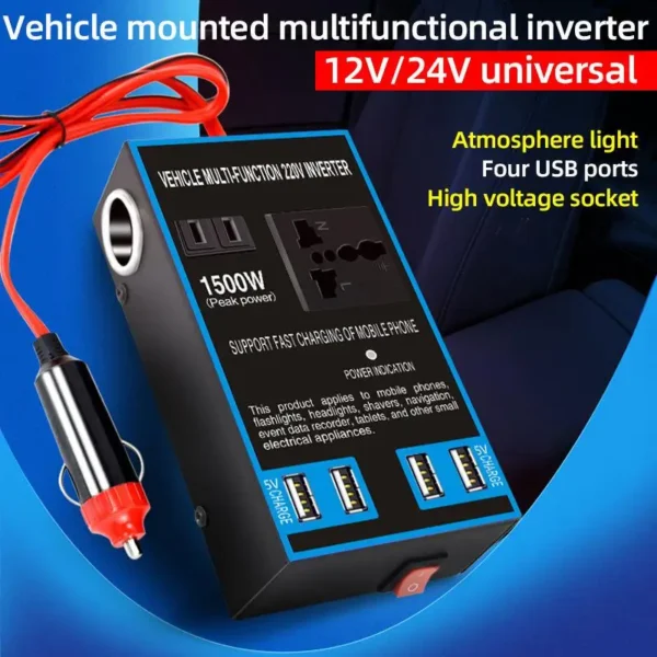 Car Inverter Quick Charging AC Sockets USB Chargers 110V/220V DC Socket Converter Power Cigar Adapter Lighter AC 12V/24V to J4O2 – Image 2