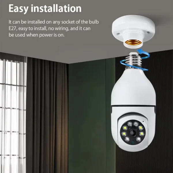 1080P Bulb Surveillance Camera 360° WiFi Anti-theft Outdoor Indoor Security Monitor Night Vision Audio Security IP Cam – Image 4