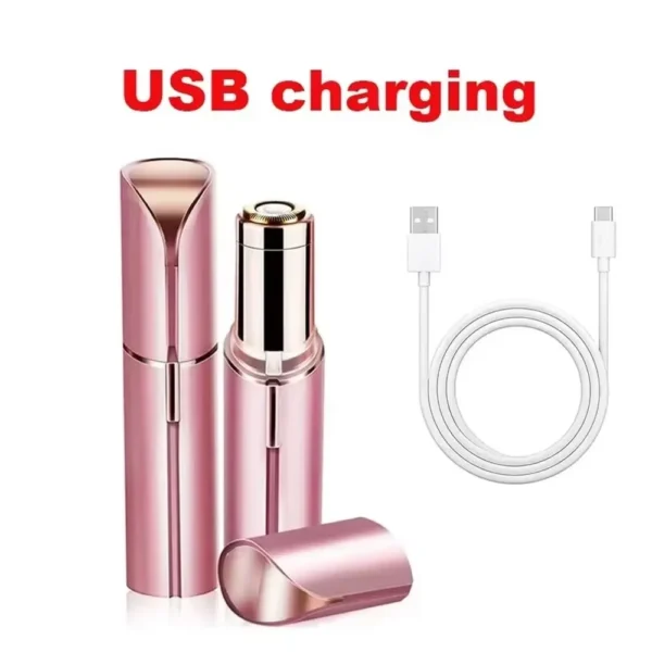 1pc Rechargeable 2-In-1 Eyebrow Razor And Hair Shaver With LED Light - Painlessly Remove Peach Fuzz, Facial Hair, Eyebrows, Lips – Image 2
