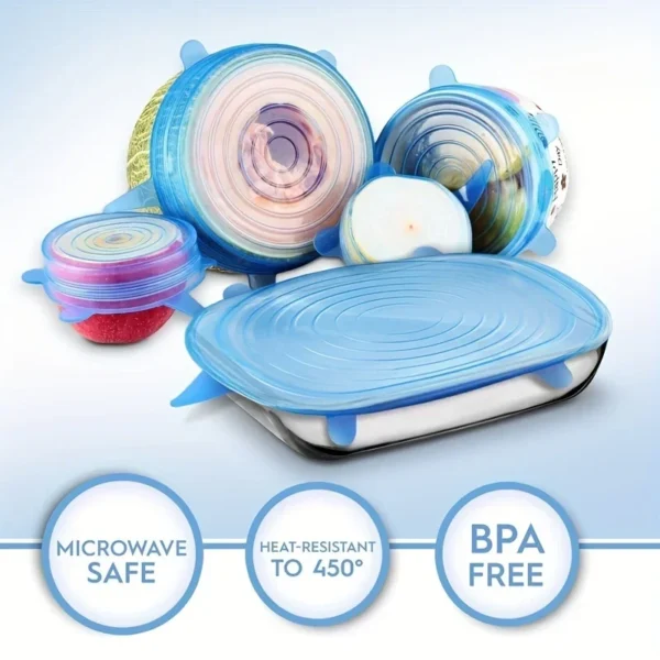 12pcs Silicone Cover Stretch Lids Reusable Airtight Food Wrap Cover Keeping Fresh Seal Bowl Stretchy Wrap Cover Kitchen Cookware – Image 3