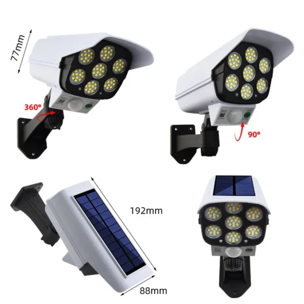 IP65 77 LED Camera Solar Light Motion Sensor Outdoor Wall Lamp Rechargeable Adjustable Rotation LED Spotlight For Street Garden – Image 5