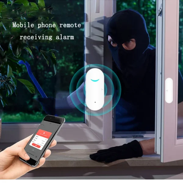 wi fi intelligent door magnetic detector window garage wireless sensor remote anti theft detection alarm tuya app linkage switch