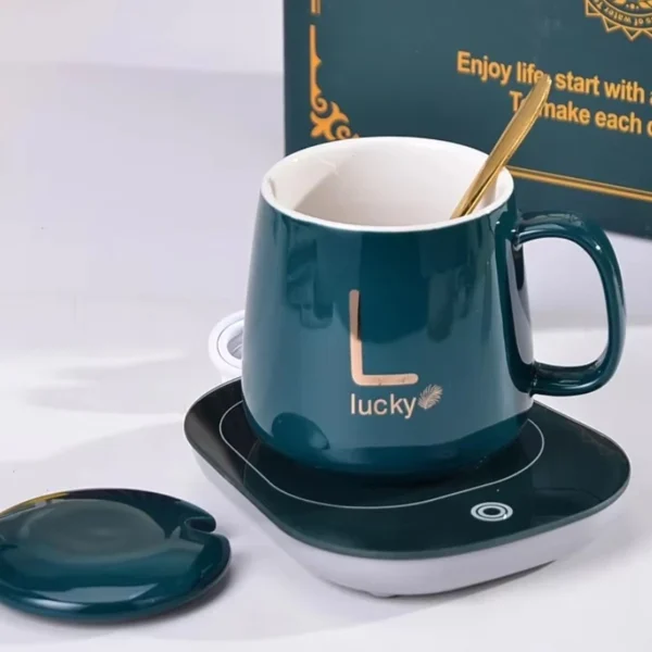 &55 degree ceramic mug thermostatic coaster for home and office use, suitable for hot coffee, tea, milk and water