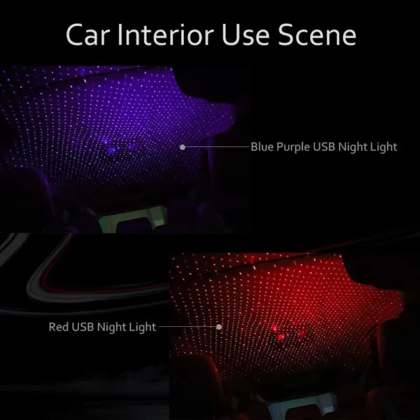 nouveau usb mini auto led led voiture toit étoile veilleuse ambiante décor intérieur voiture projecteur lumière auto