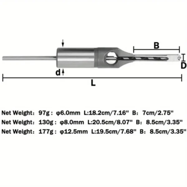 1pc 6/8/12.5mm hss square hole drill bit auger bit steel mortising drilling craving woodworking tools