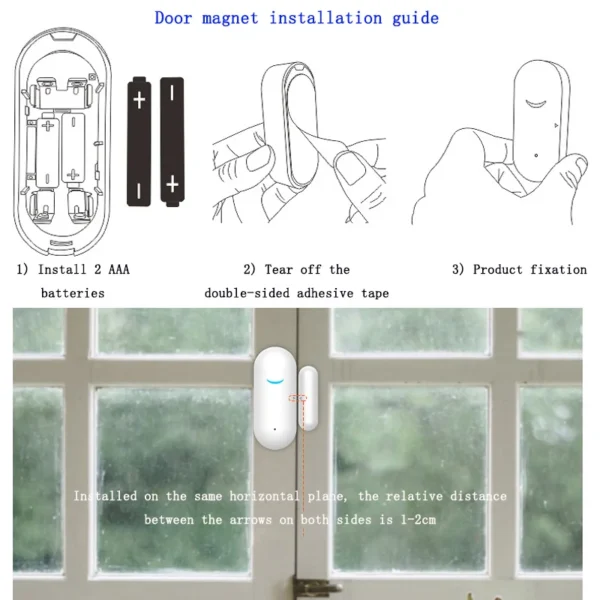 wi fi intelligent door magnetic detector window garage wireless sensor remote anti theft detection alarm tuya app linkage switch
