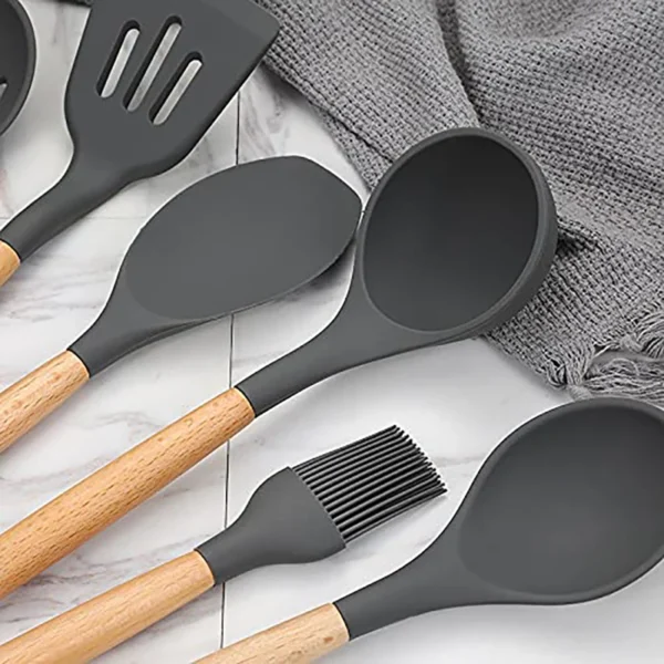 12 piece silicone cooking utensils 12 pcs kitchen utensil set bpa free silicone spoon spatula turner tongs kitchen gadgets utensil set